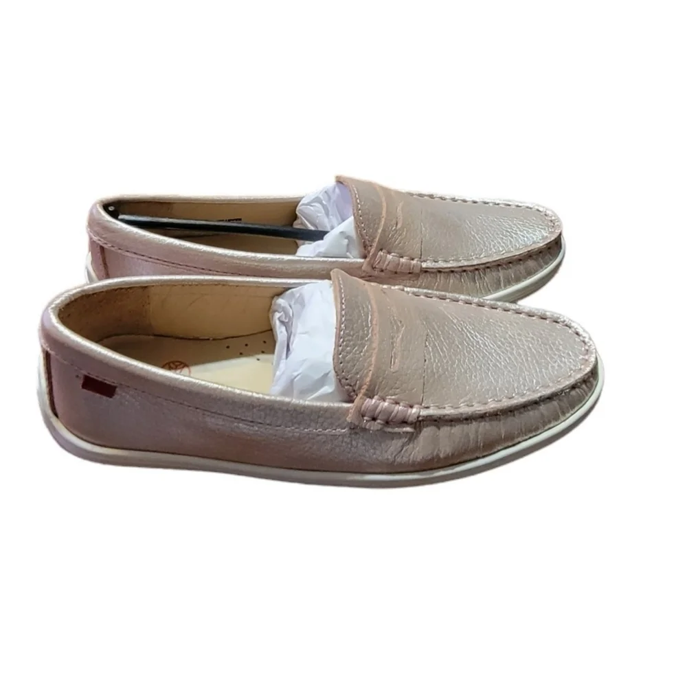 Marc Joseph Union Street Driver Moccasin Rose Grainy Glimmer Size 3.5